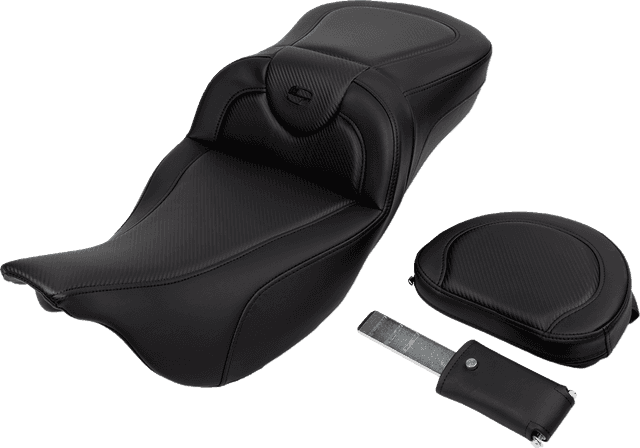 SADDLEMEN 0801-1626 Roadsofa™ Extended Reach Seat - Carbon Fiber - Black Stitch - Backrest - FL '08-'24 — image 2 of 6