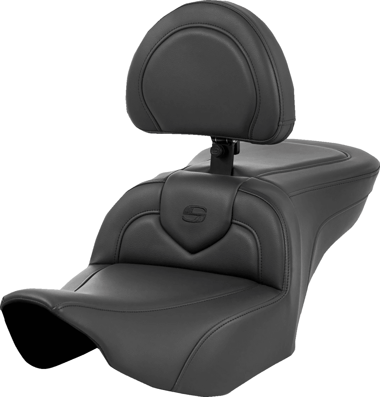 SADDLEMEN 0801-1636 Roadsofa™ Seat - with Backrest - Black Stitching - FL '23-'24