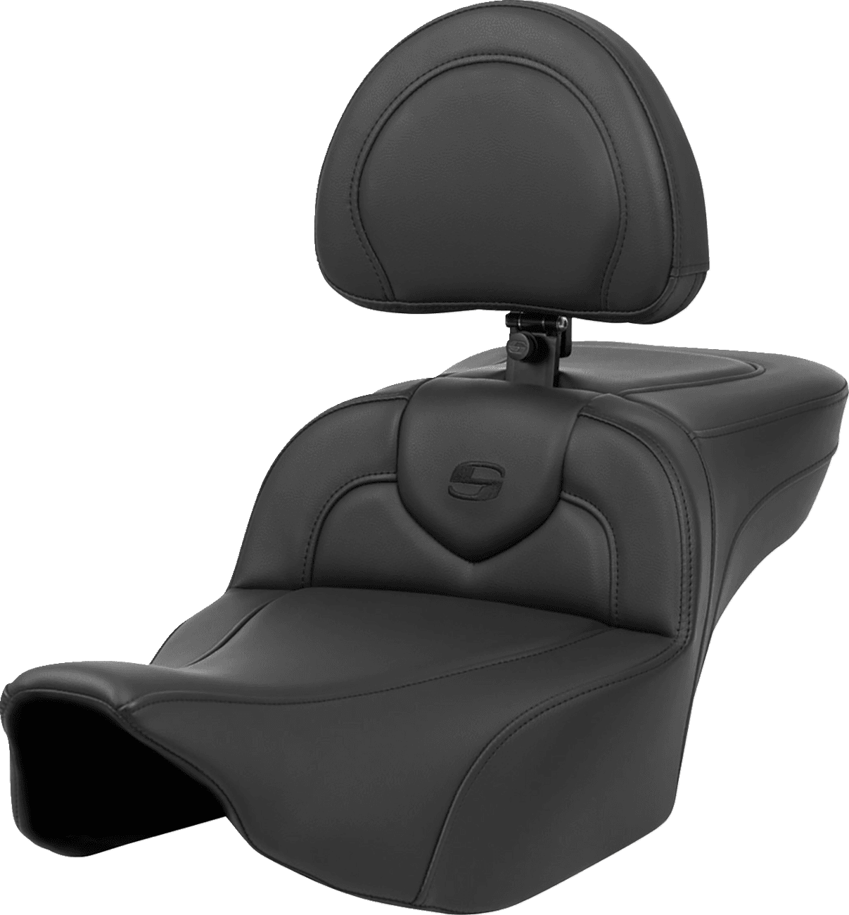 SADDLEMEN 0801-1638 Roadsofa™ Extended Reach Seat - Black Stitch - with Backrest - FL '23-'24