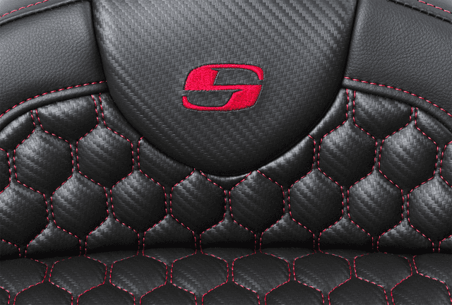 SADDLEMEN 0801-1643 RoadSofa™ Seat - Honeycomb - Red Stitch - with Backrest - FLH/FLT '08-'23 — image 4 of 6
