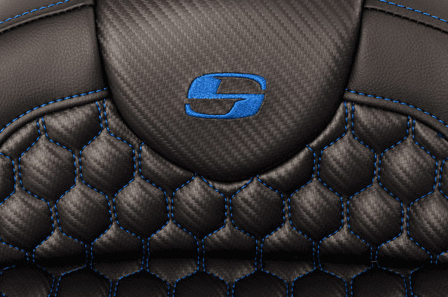 SADDLEMEN 0801-1644 RoadSofa™ Seat - Honeycomb - Blue Stitch - with Backrest - FLH/FLT '08-'23 — image 6 of 6