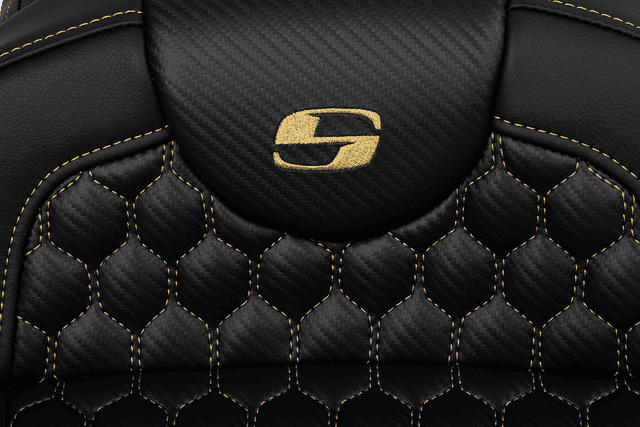 SADDLEMEN 0801-1650 RoadSofa™ Seat - Honeycomb - Gold Stitch - Extended Reach - without Backrest - FLH/FLT '08-'24 — image 2 of 4