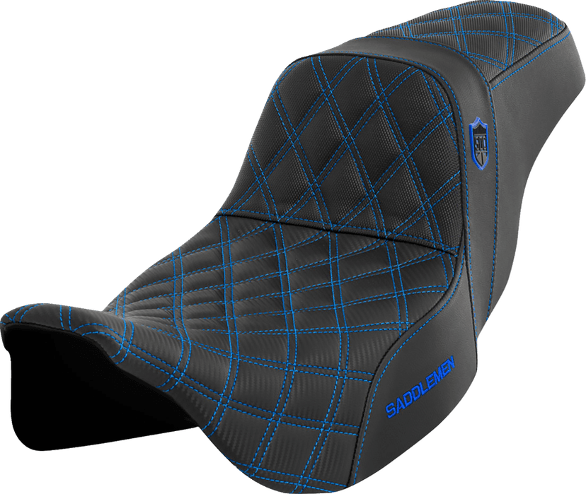 SADDLEMEN 0801-1655 Pro Series SDC Performance Seat - w/o Backrest - Blue Stitch - FLH/FLT '08-'23