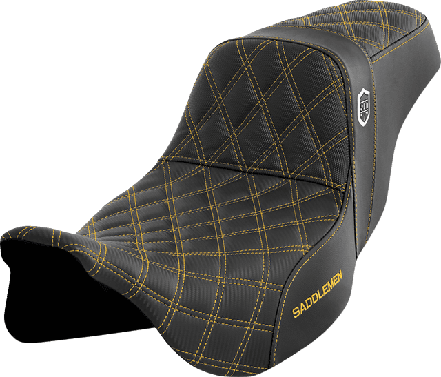 SADDLEMEN 0801-1657 Pro Series SDC Performance Seat - w/o Backrest - Gold Stitch - FLH/FLT '08-'23