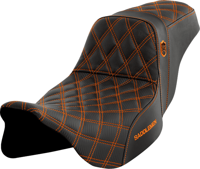 SADDLEMEN 0801-1658 Pro Series SDC Performance Seat - w/o Backrest - Orange Stitch - FLH/FLT '08-'23