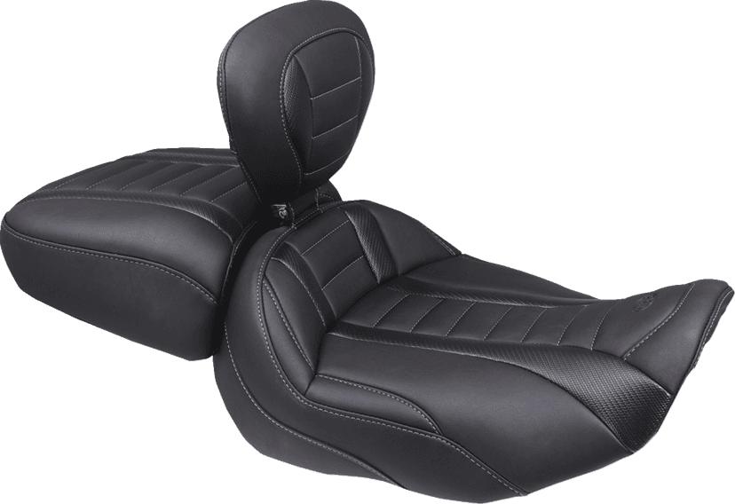 MUSTANG 0801-1674 Deluxe Touring Solo Seat - w/ Backrest - Gunmetal Stitch - FLT/FLH '23-'25 — image 5 of 6