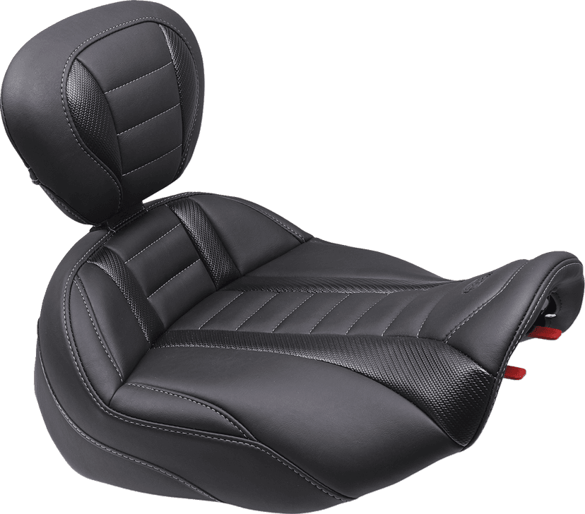 MUSTANG 0801-1674 Deluxe Touring Solo Seat - w/ Backrest - Gunmetal Stitch - FLT/FLH '23-'25 — image 1 of 6