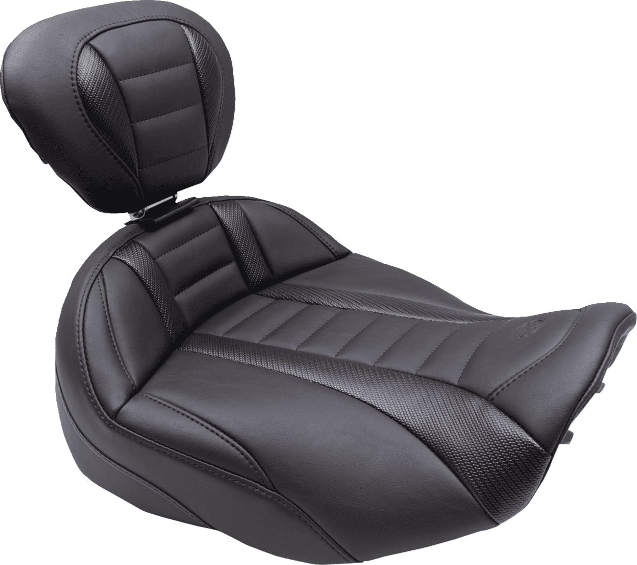 MUSTANG 0801-1675 Deluxe Touring Solo Seat - w/ Backrest - Black Stitch - FLT/FLH '23-'25
