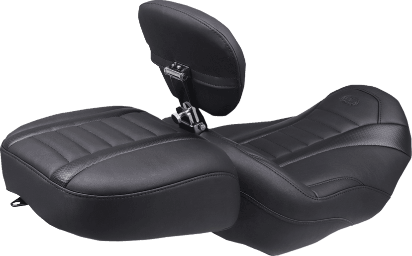 MUSTANG 0801-1675 Deluxe Touring Solo Seat - w/ Backrest - Black Stitch - FLT/FLH '23-'25 — image 3 of 4