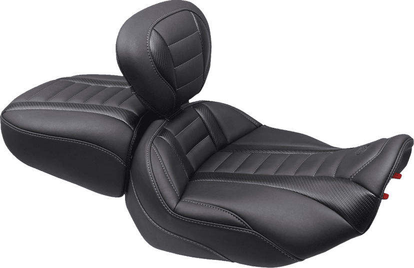 MUSTANG 0801-1677 Deluxe Touring Passenger Seat - Gun Metal Stitch - Carbon Fiber Inlay - FLH/FLT '23-'24 — image 2 of 2