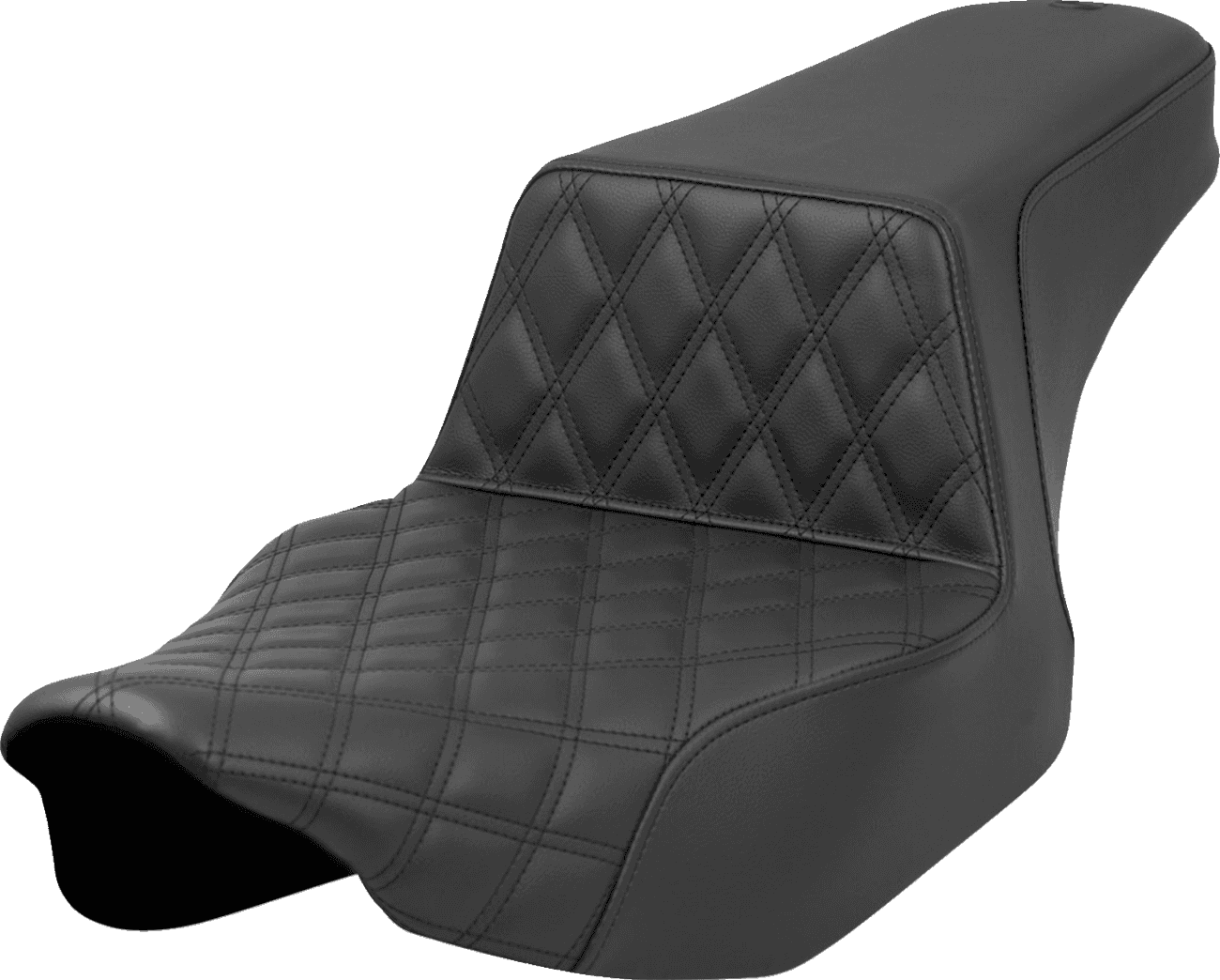 SADDLEMEN 0801-1681 Step-Up Seat - Front Lattice Stitch - Black - FL '23-'24