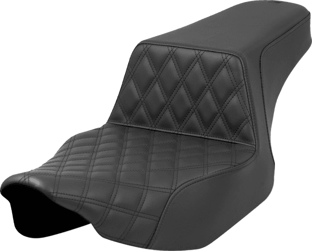 SADDLEMEN 0801-1687 Step-Up Seat - Front Lattice Stitch - Black - Extended Reach - FL '23-'24 — image 1 of 2