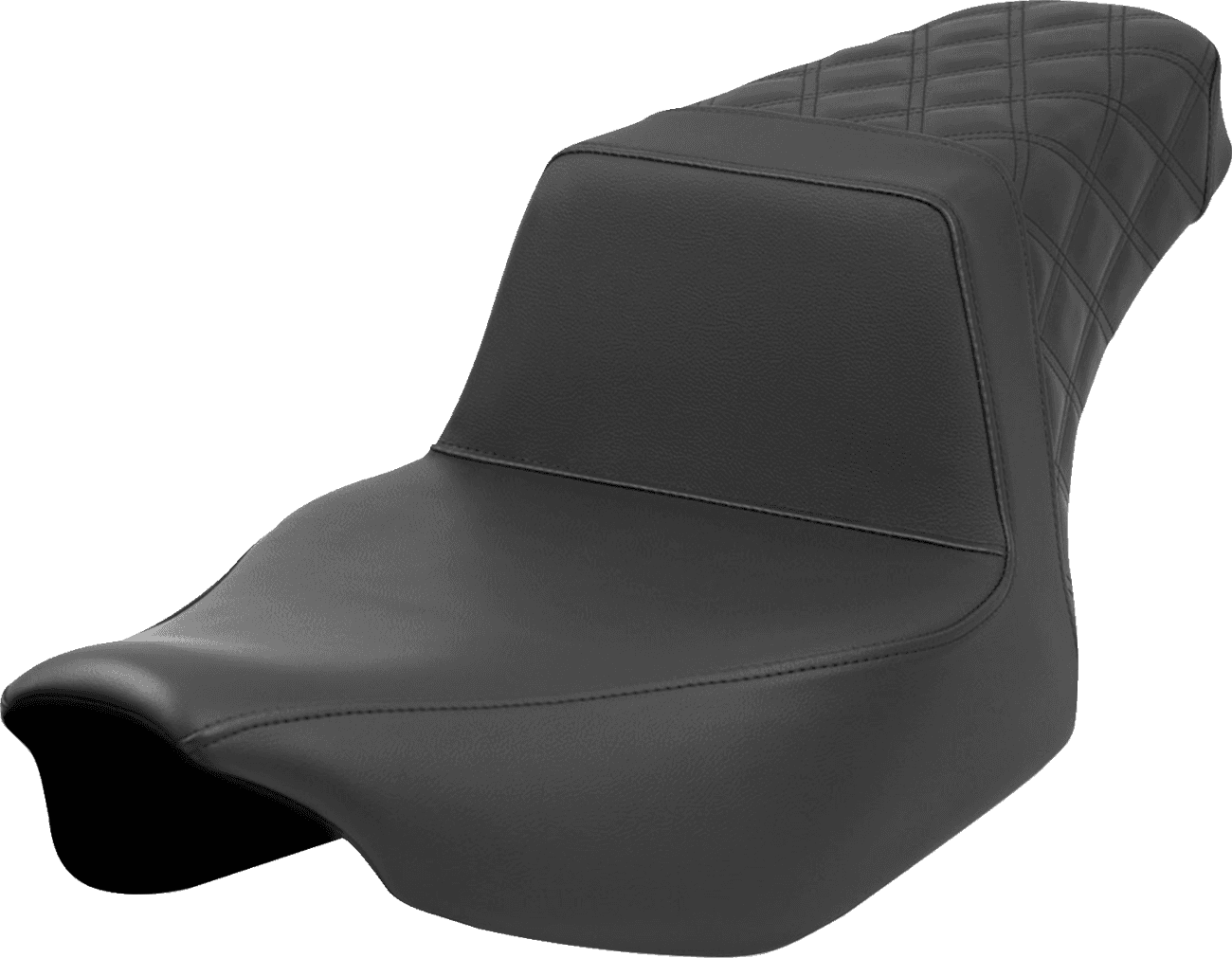 SADDLEMEN 0801-1688 Step-Up Seat - Rear Lattice Stitch - Black - Extended Reach - FL '23-'24