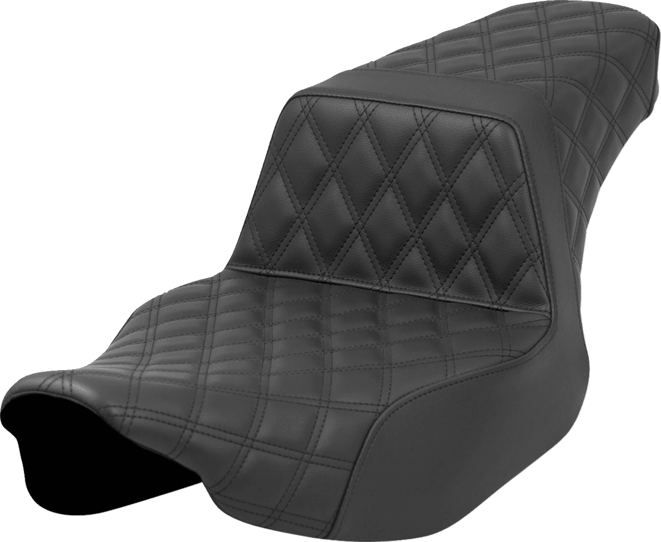 SADDLEMEN 0801-1690 Step-Up Seat - Full Latice Stitch - Black - Extended Reach - FL '23-'24