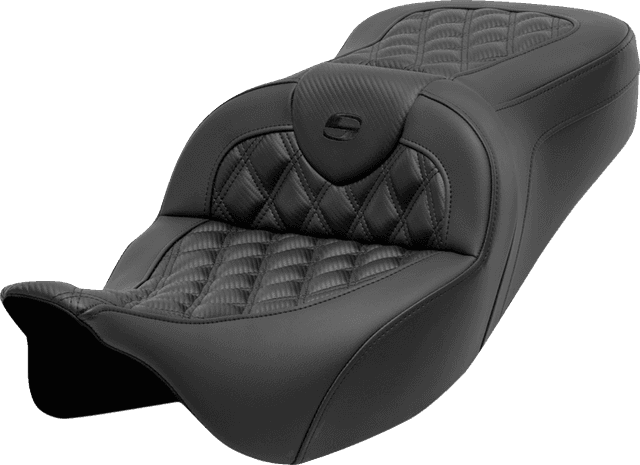 SADDLEMEN 0801-1692 Roadsofa™ Seat - without Backrest - Lattice Stitch - Carbon Fiber - FL '08-'23