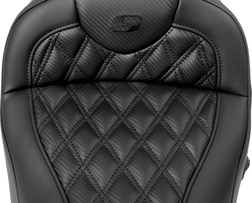 SADDLEMEN 0801-1693 Roadsofa™ Seat - without Backrest - Lattice Stitch - Carbon Fiber - FL '08-'23 — image 3 of 4