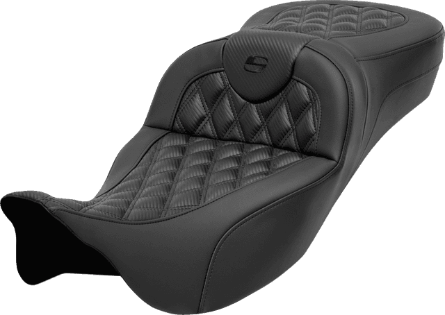 SADDLEMEN 0801-1696 Roadsofa™ Extended Reach Seat - without Backrest - Lattice Stitch - Carbon Fiber - FL '08-'24 — image 1 of 2