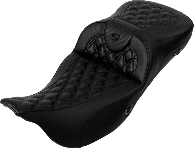 SADDLEMEN 0801-1697 Roadsofa™ Extended Reach Seat - without Backrest - Lattice Stitch - Carbon Fiber - FL '08-'23 — image 1 of 4