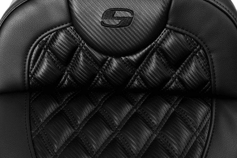 SADDLEMEN 0801-1697 Roadsofa™ Extended Reach Seat - without Backrest - Lattice Stitch - Carbon Fiber - FL '08-'23 — image 2 of 4