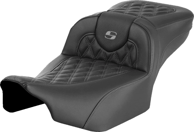 SADDLEMEN 0801-1726 Roadsofa™ Extended Reach Seat - without Backrest - Lattice Stitch - Gray Stitch - FLTR/FLHX '23-'24 — image 1 of 2