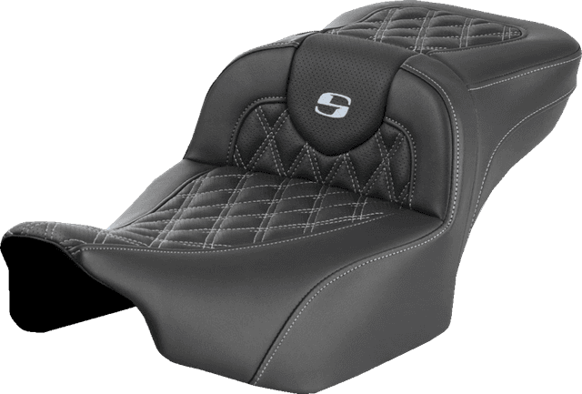 SADDLEMEN 0801-1729 Roadsofa™ Extended Reach Seat - without Backrest - Lattice - Silver Stitch - FLTR/FLHX '23-'24 — image 1 of 2