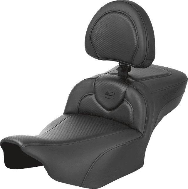 SADDLEMEN 0801-1740 Roadsofa™ Extended Reach Seat - with Backrest - Carbon Fiber - FLTR/FLHX '23-'24 — image 1 of 7