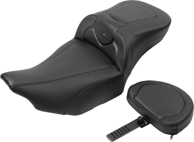 SADDLEMEN 0801-1740 Roadsofa™ Extended Reach Seat - with Backrest - Carbon Fiber - FLTR/FLHX '23-'24 — image 2 of 7