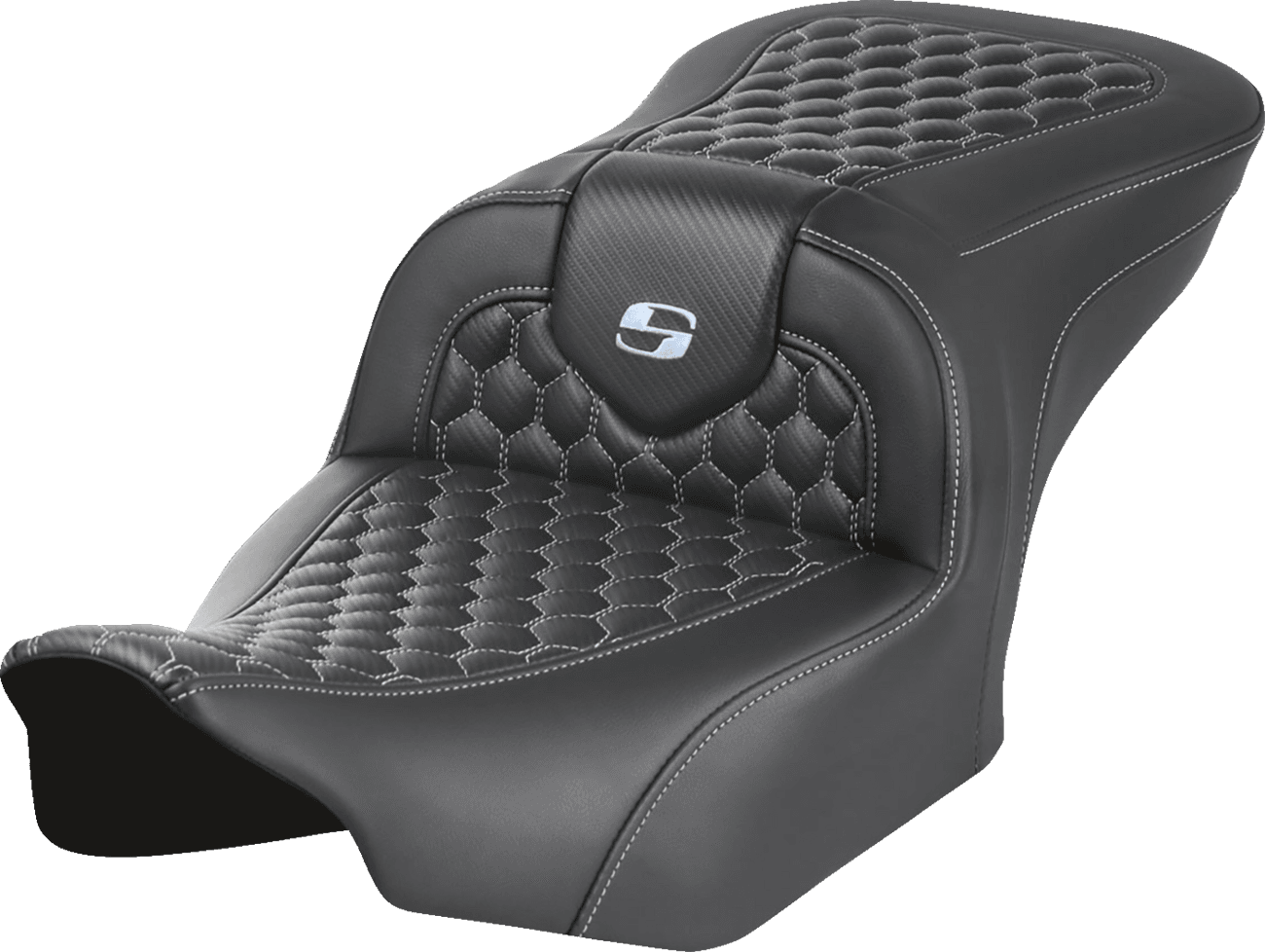 SADDLEMEN 0801-1746 Roadsofa™ Seat - without Backrest - Honeycomb - Silver Stitch - FLTR/FLHX '23-'24