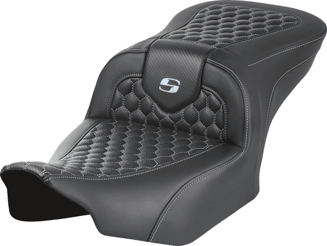 SADDLEMEN 0801-1746 Roadsofa™ Seat - without Backrest - Honeycomb - Silver Stitch - FLTR/FLHX '23-'24