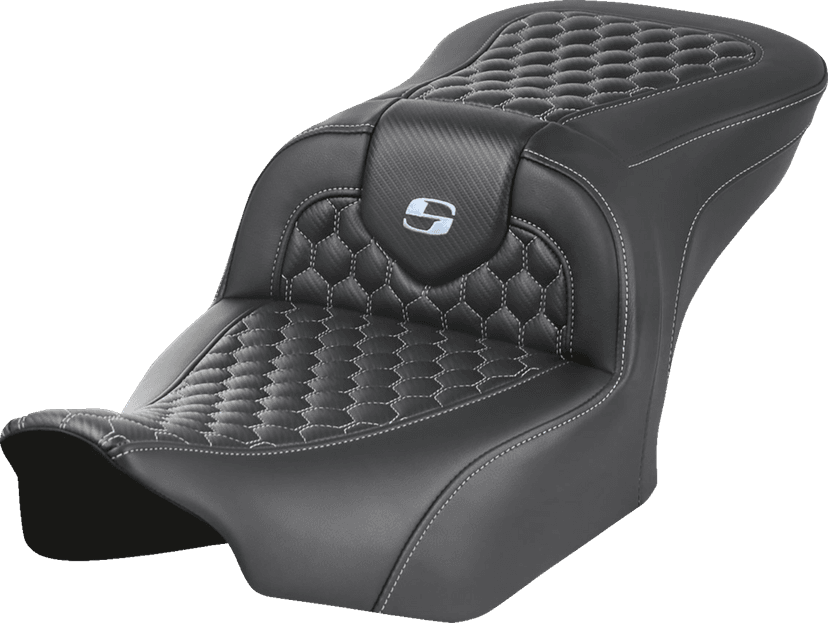 SADDLEMEN 0801-1746 Roadsofa™ Seat - without Backrest - Honeycomb - Silver Stitch - FLTR/FLHX '23-'24