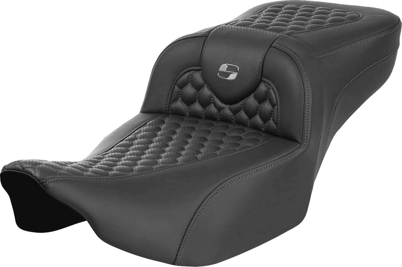 SADDLEMEN 0801-1757 Roadsofa™ Extended Reach Seat - without Backrest - Honeycomb - Dark Gray Stitch - FLTR/FLHX '23-'24