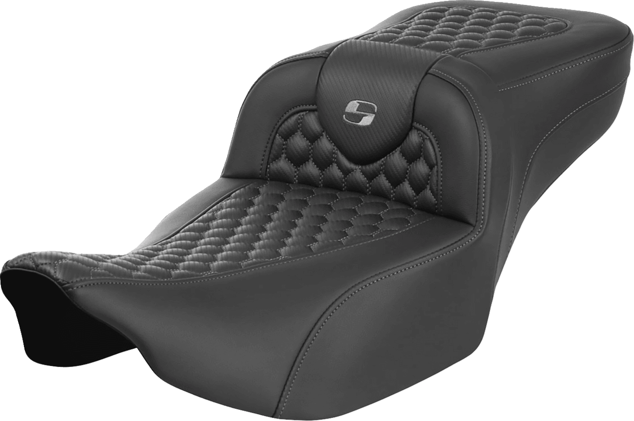 SADDLEMEN 0801-1757 Roadsofa™ Extended Reach Seat - without Backrest - Honeycomb - Dark Gray Stitch - FLTR/FLHX '23-'24