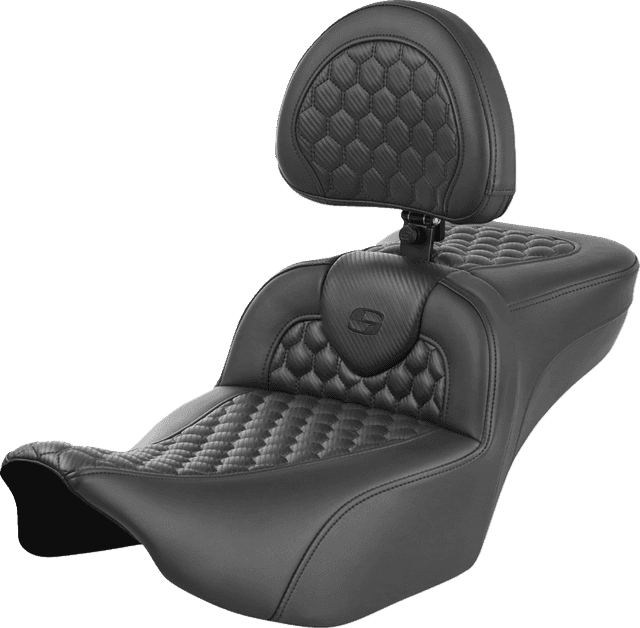 SADDLEMEN 0801-1762 Roadsofa™ Extended Reach Seat - with Backrest - Honeycomb - FLTR/FLHX '23-'24 — image 1 of 2