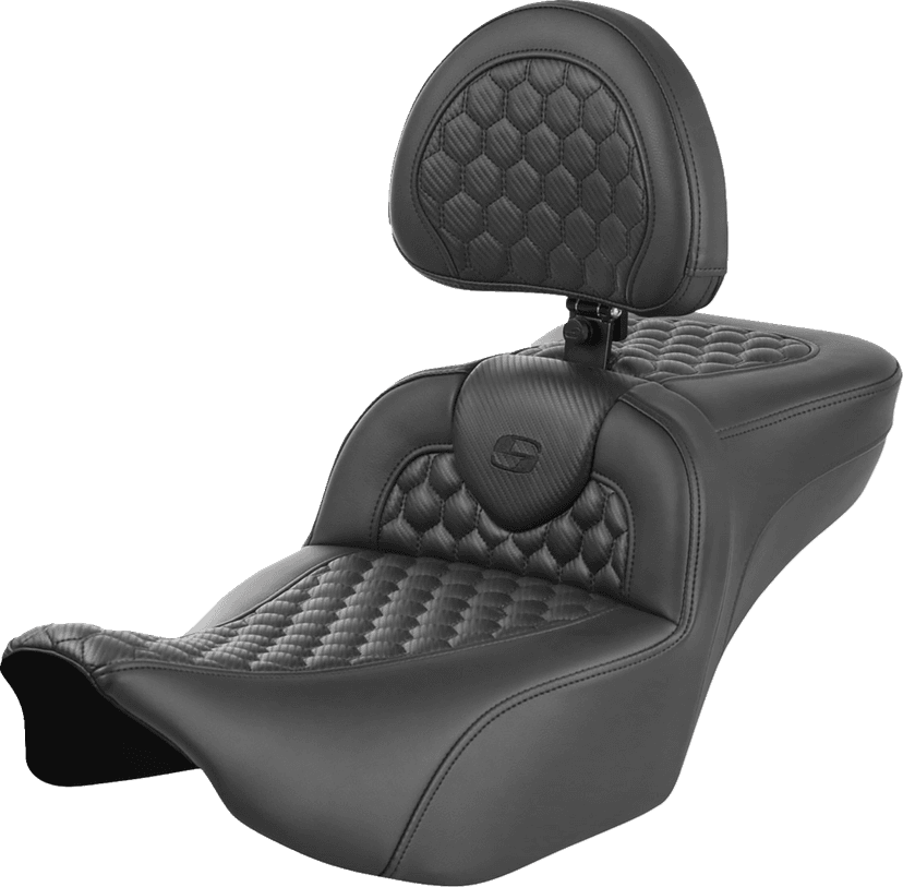 SADDLEMEN 0801-1762 Roadsofa™ Extended Reach Seat - with Backrest - Honeycomb - FLTR/FLHX '23-'24 — image 1 of 2