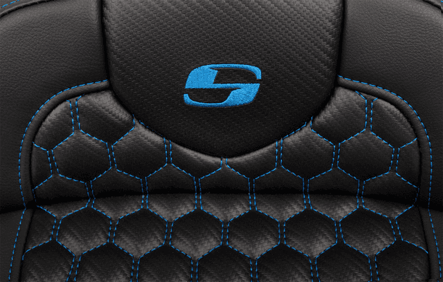 SADDLEMEN 0801-1763 Roadsofa™ Extended Reach Seat - with Backrest - Honeycomb - Blue Stitch - FLTR/FLHX '23-'24 — image 5 of 6