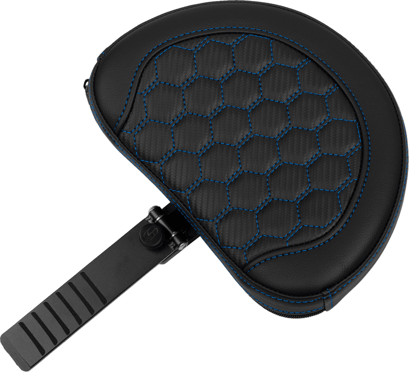 SADDLEMEN 0801-1763 Roadsofa™ Extended Reach Seat - with Backrest - Honeycomb - Blue Stitch - FLTR/FLHX '23-'24 — image 3 of 6