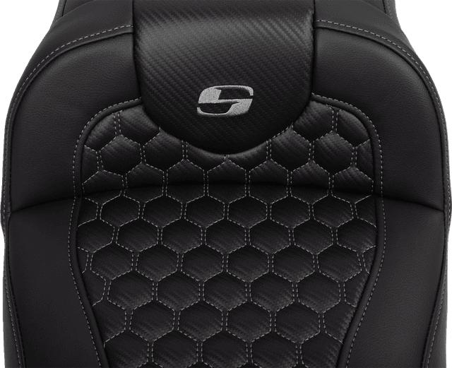 SADDLEMEN 0801-1764 Roadsofa™ Extended Reach Seat - with Backrest - Honeycomb - Dark Gray Stitch - FLTR/FLHX '23-'24 — image 4 of 6