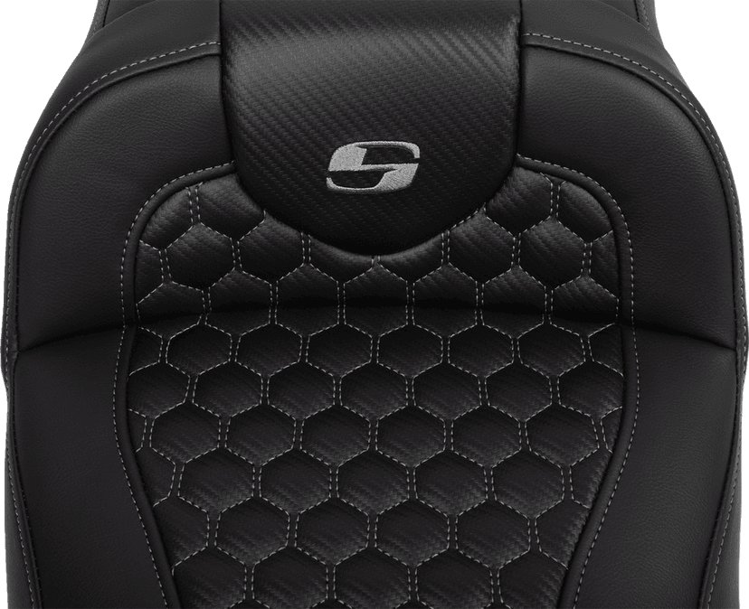 SADDLEMEN 0801-1764 Roadsofa™ Extended Reach Seat - with Backrest - Honeycomb - Dark Gray Stitch - FLTR/FLHX '23-'24 — image 4 of 6