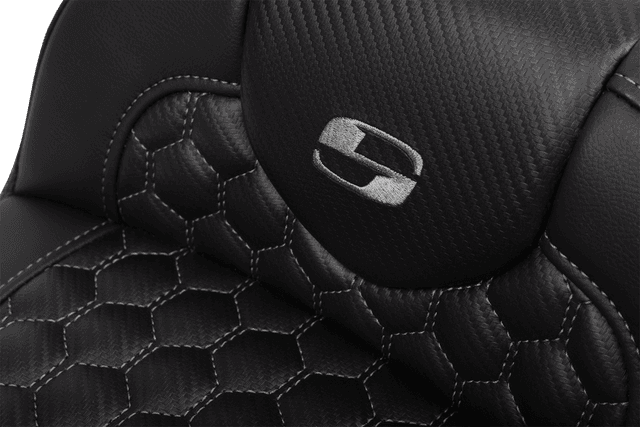 SADDLEMEN 0801-1764 Roadsofa™ Extended Reach Seat - with Backrest - Honeycomb - Dark Gray Stitch - FLTR/FLHX '23-'24 — image 5 of 6