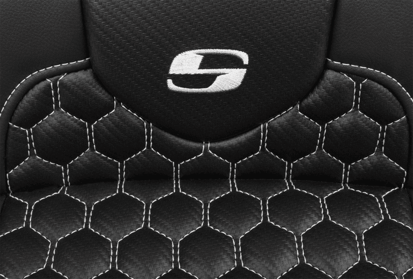 SADDLEMEN 0801-1768 Roadsofa™ Extended Reach Seat - with Backrest - Honeycomb - White Stitch - FLTR/FLHX '23-'24 — image 5 of 6