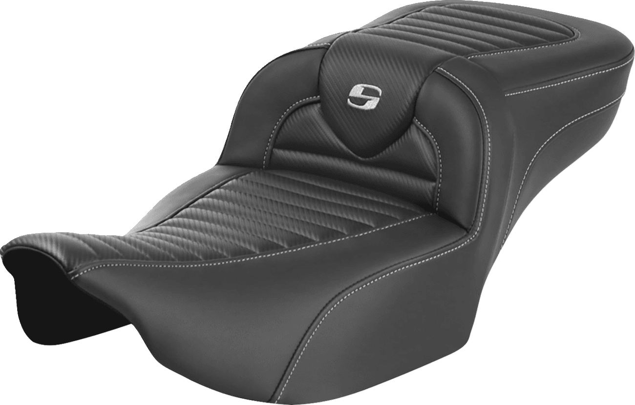 SADDLEMEN 0801-1777 Roadsofa™ Extended Reach Seat - without Backrest - Tuck-n-Roll - Carbon Fiber - FLTR/FLHX '23-'24