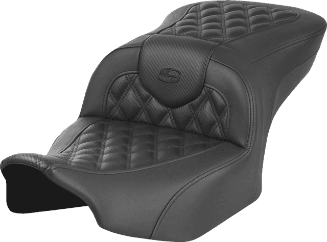 SADDLEMEN 0801-1779 RoadSofa™ Seat - without Backrest - Carbon Fiber - Lattice Stitch - FLTR/FLHX '23-'24 — image 1 of 3