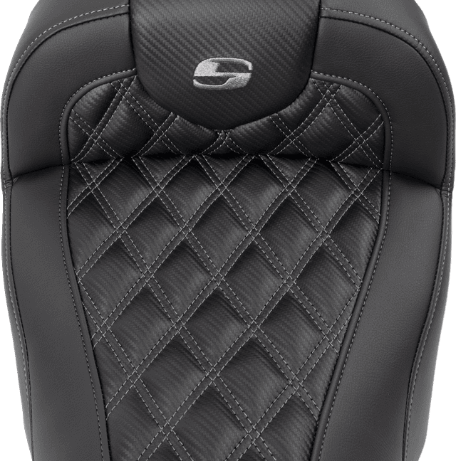 SADDLEMEN 0801-1781 RoadSofa™ Seat - without Backrest - Carbon Fiber - Lattice Stitch - Gray Stitch - FLTR/FLHX '23-'24 — image 3 of 3
