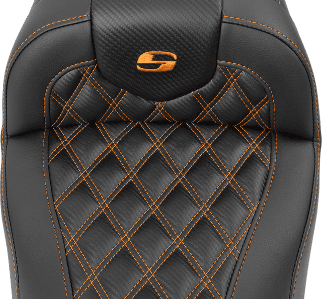 SADDLEMEN 0801-1782 RoadSofa™ Seat - without Backrest - Carbon Fiber - Orange Stitch - FL/FX '23-'24 — image 3 of 3