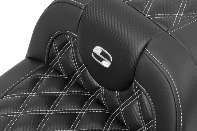 SADDLEMEN 0801-1784 RoadSofa™ Carbon Fiber Seat - w/o Backrest - Lattice Stitch - Silver Stitch - FL/FX '23-'24 — image 3 of 3