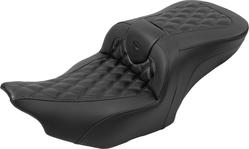 SADDLEMEN 0801-1786 RoadSofa™ Seat - with Backrest - Carbon Fiber - Lattice Stitch - FLTR/FLHX '23-'24 — image 6 of 6