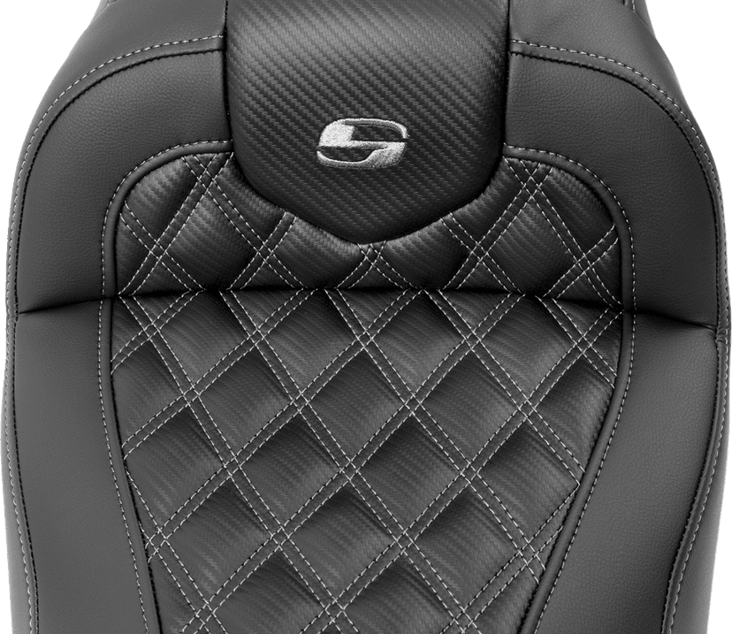 SADDLEMEN 0801-1788 RoadSofa™ Seat - with Backrest - Carbon Fiber - Lattice Stitch - Gray Stitch - FLTR/FLHX '23-'24 — image 5 of 6
