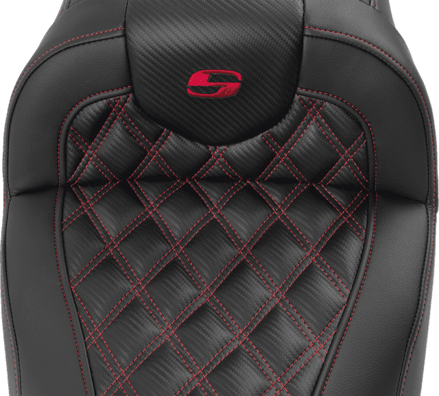 SADDLEMEN 0801-1790 RoadSofa™ Seat - with Backrest - Carbon Fiber - Lattice Stitch - Red Stitch - FLTR/FLHX '23-'24 — image 6 of 6