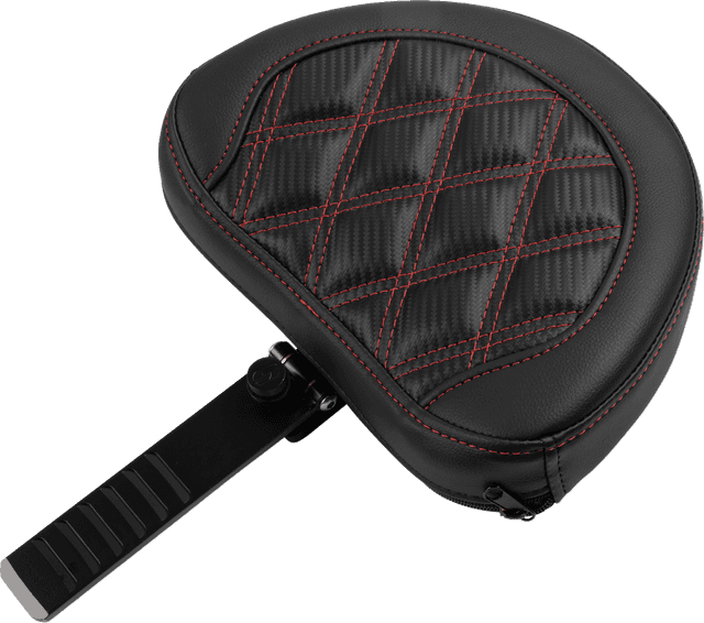 SADDLEMEN 0801-1790 RoadSofa™ Seat - with Backrest - Carbon Fiber - Lattice Stitch - Red Stitch - FLTR/FLHX '23-'24 — image 4 of 6