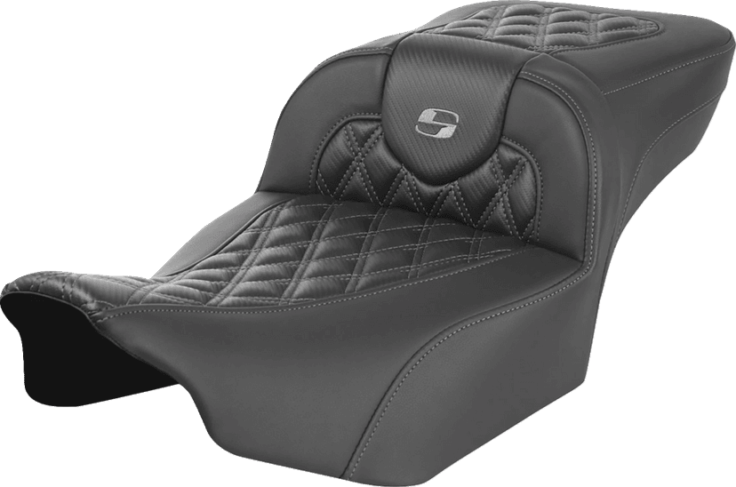 SADDLEMEN 0801-1795 Roadsofa™ Extended Reach Seat - without Backrest - Lattice Stitch - Dark Gray Stitch - FL/FX '23-'24 — image 1 of 4